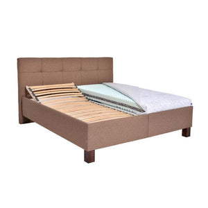 Čalouněná postel Mary 160x200, hnědá, včetně matrace