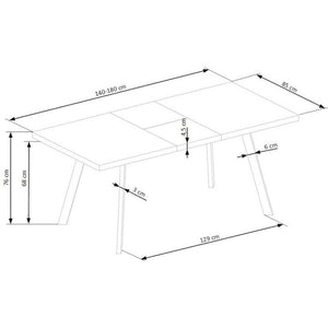 Jídelní stůl Billy rozkládací 140-181x76x85 cm (ořech, černá)