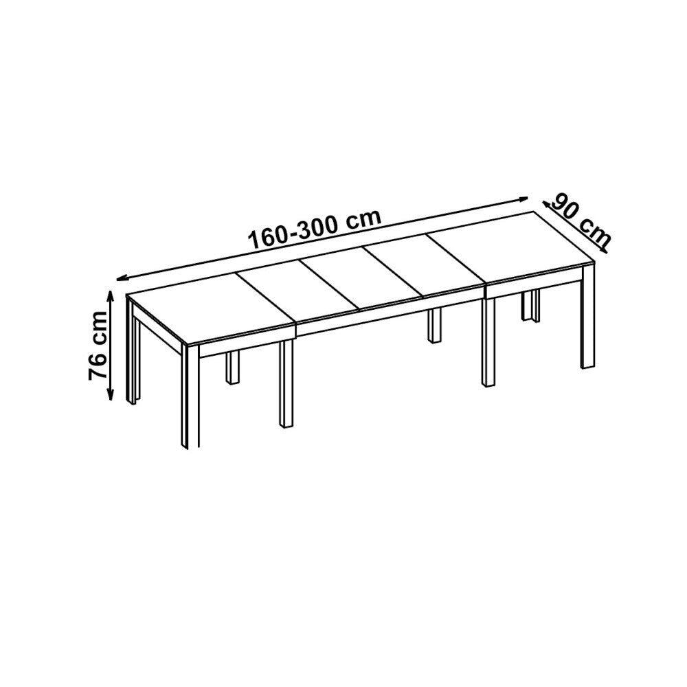 Jídelní stůl Selyn rozkládací 160-300x76x90 cm (dub, bílá)
