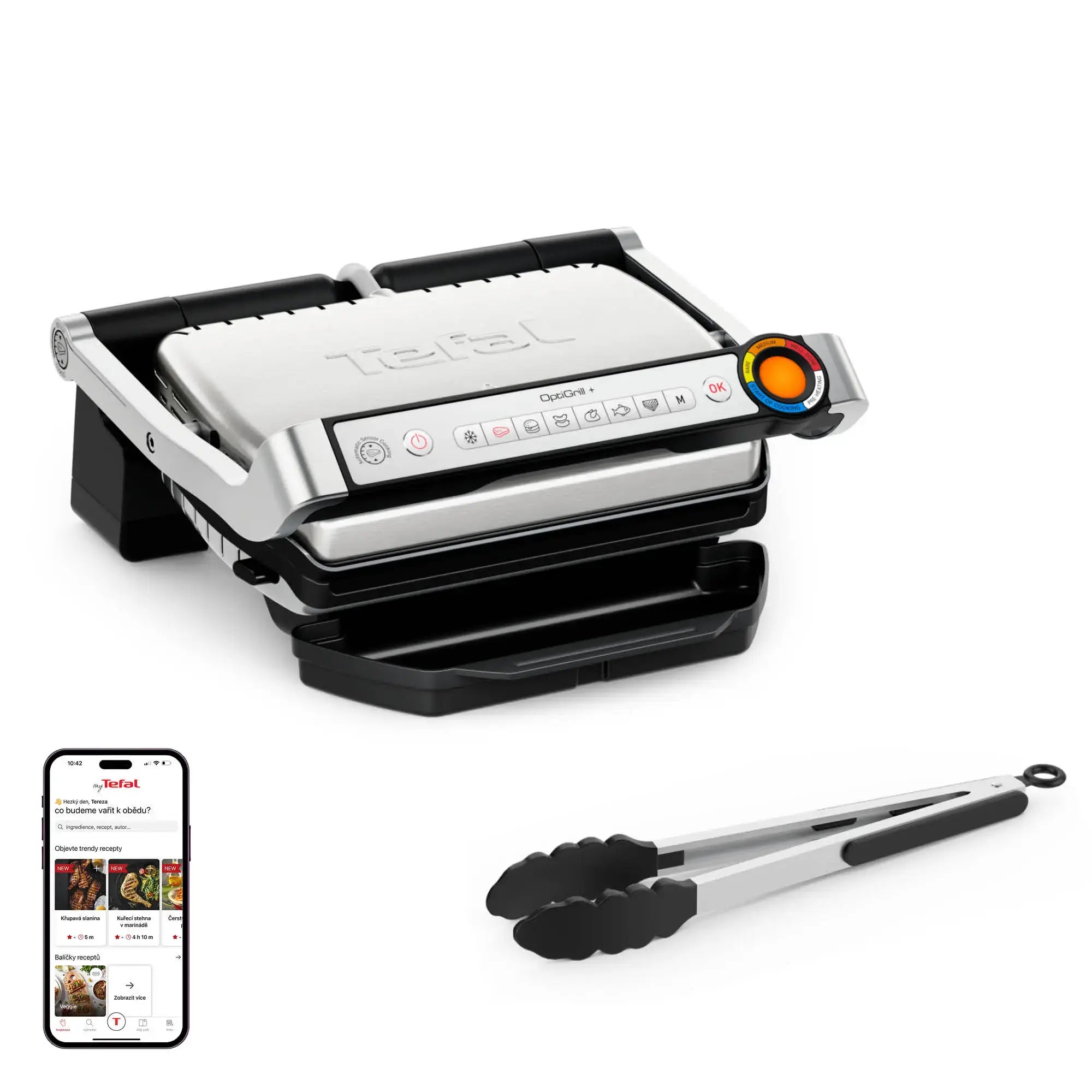 Kontaktní gril Tefal OptiGrill+ GC718D10, 2000W