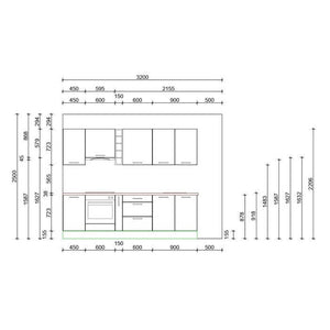 Kuchyně Birgit 270 cm (tmavý beton, dub)