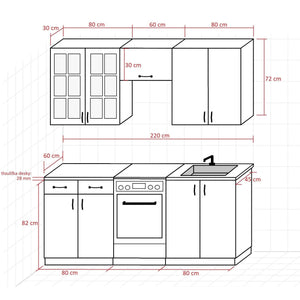 Kuchyně Michelle - 220 cm (bílá)