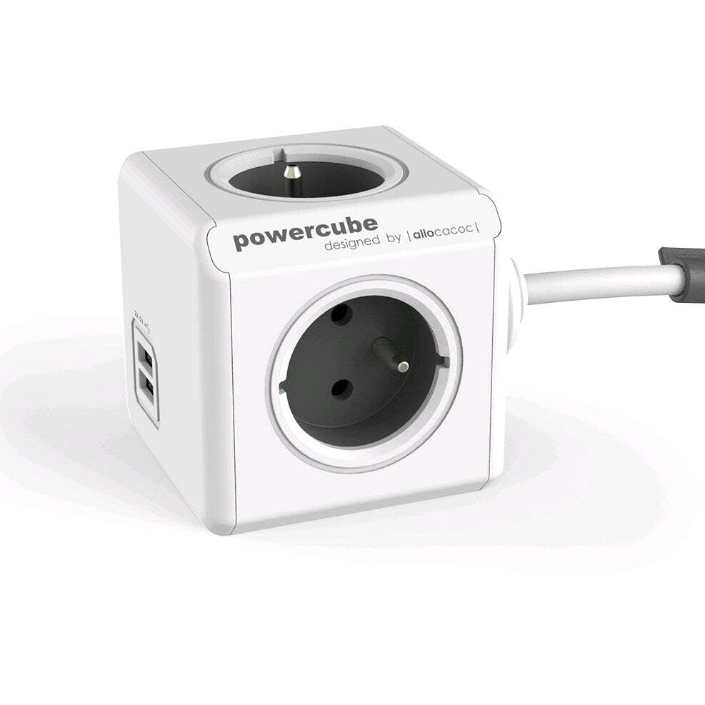 Napájecí adaptér PowerCube Extended 4 zásuvky, 2x USB, 1,5m