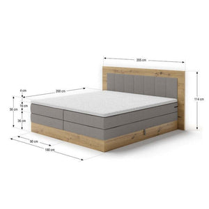 Postel Boxspring Marc 180x200, šedá,dub vč. matrace a topperu Z EXPOZICE