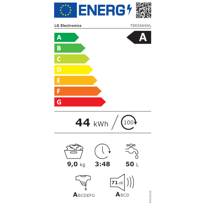 Pračka s předním plněním LG FSR5A94WL, 9 kg