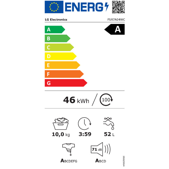 Pračka s předním plněním LG FSR7A04WC, 10 kg