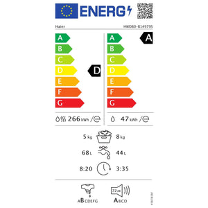 Pračka se sušičkou Haier HWD80-B14979-S,8/5kg