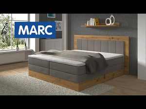 Postel Boxspring Marc 180x200, šedá,dub vč. matrace a topperu Z EXPOZICE