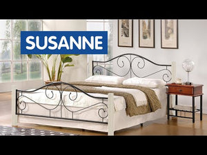 Kovová postel Susanne 160x200, bílá, černá, bez matrace