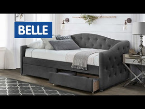 Čalouněná postel Belle 90x200, šedá, bez matrace