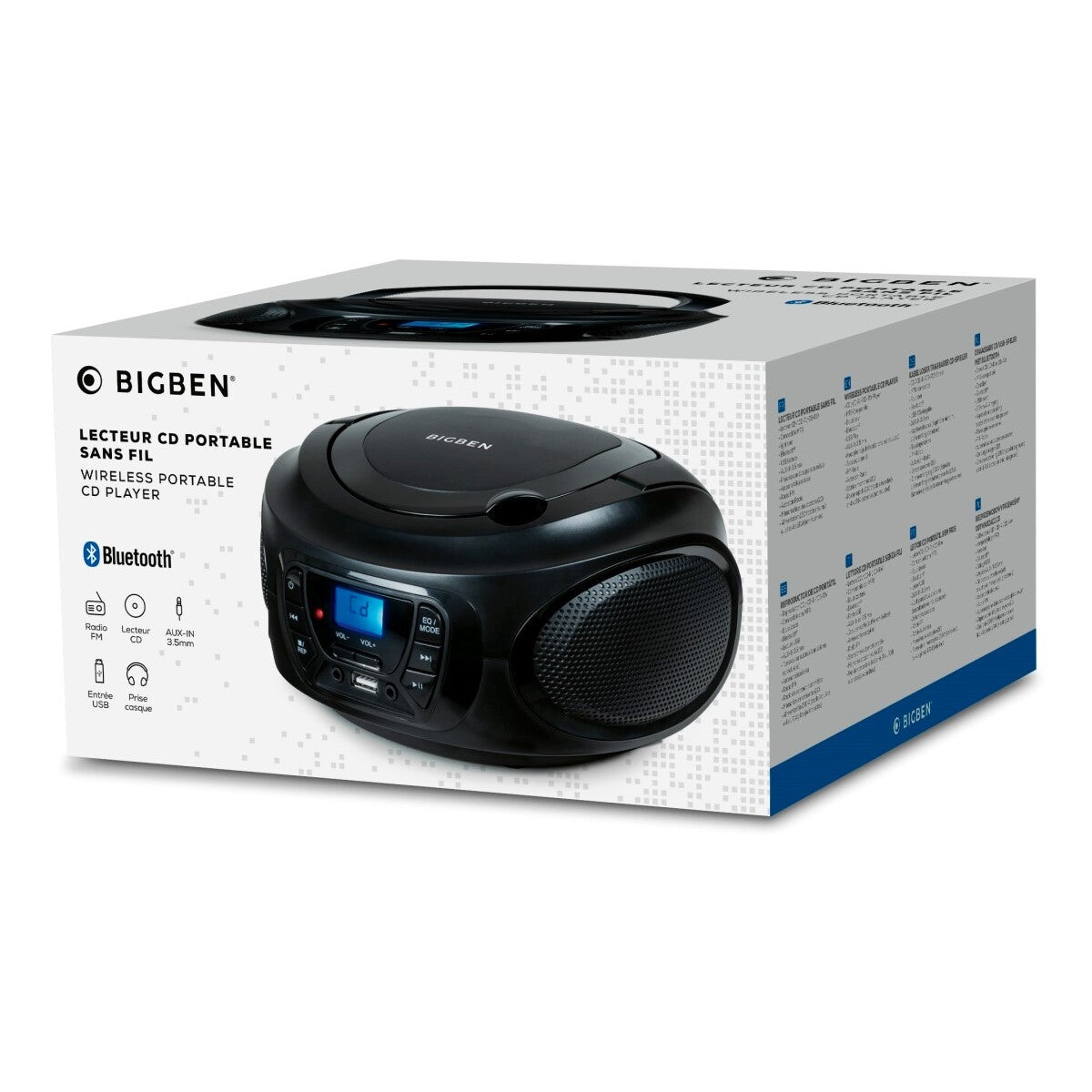 Radiomagnetofon Bigben CD62, Bluetooth, černá