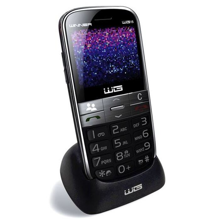 Tlačítkový telefon pro seniory Winner WG15, černá