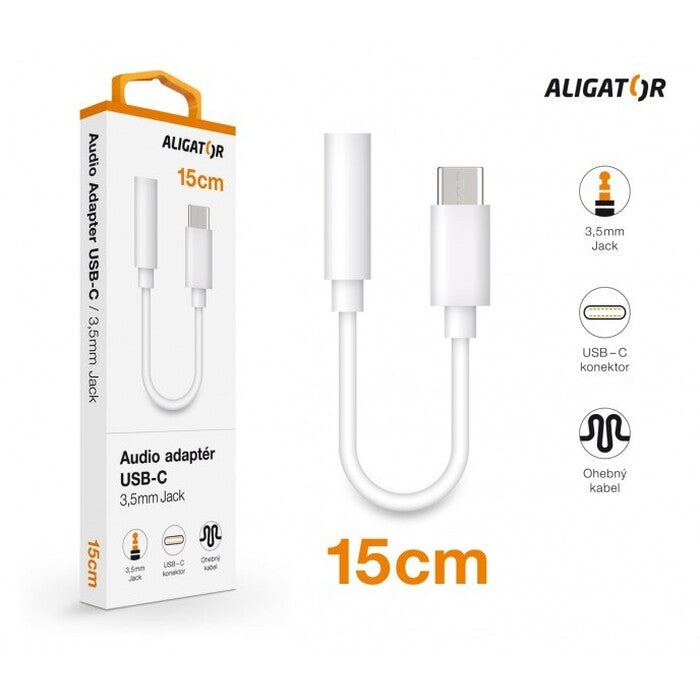 Audio adaptér Aligator USB-C na 3,5mm Jack, bílá