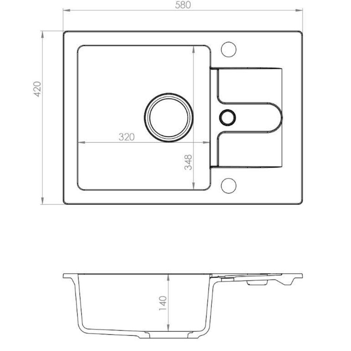 Dřez Optima PABLO1091 granit černá