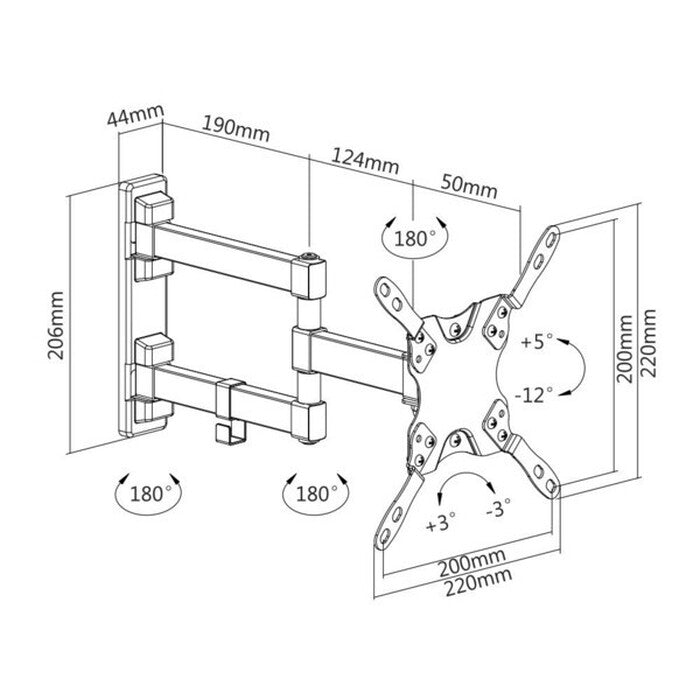 Držák TV AQ Vision OKDR22R, 13&quot;-42&quot;, 20kg, kloubový