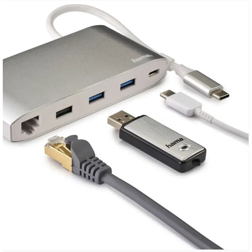 Hama USB-C hub,Multiport,8 připojení,3xUSB-A,2xUSB-C,VGA,HDMI