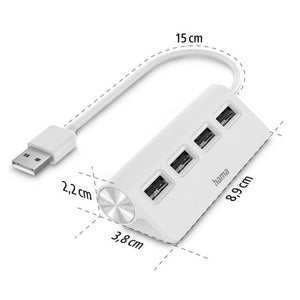 Hama USB hub, 4 porty, USB 2.0, 480 Mbit/s, bílý