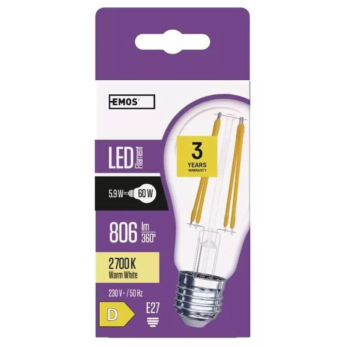 LED žárovka Emos ZF5140 A60, E27, 5,9W, teplá bílá