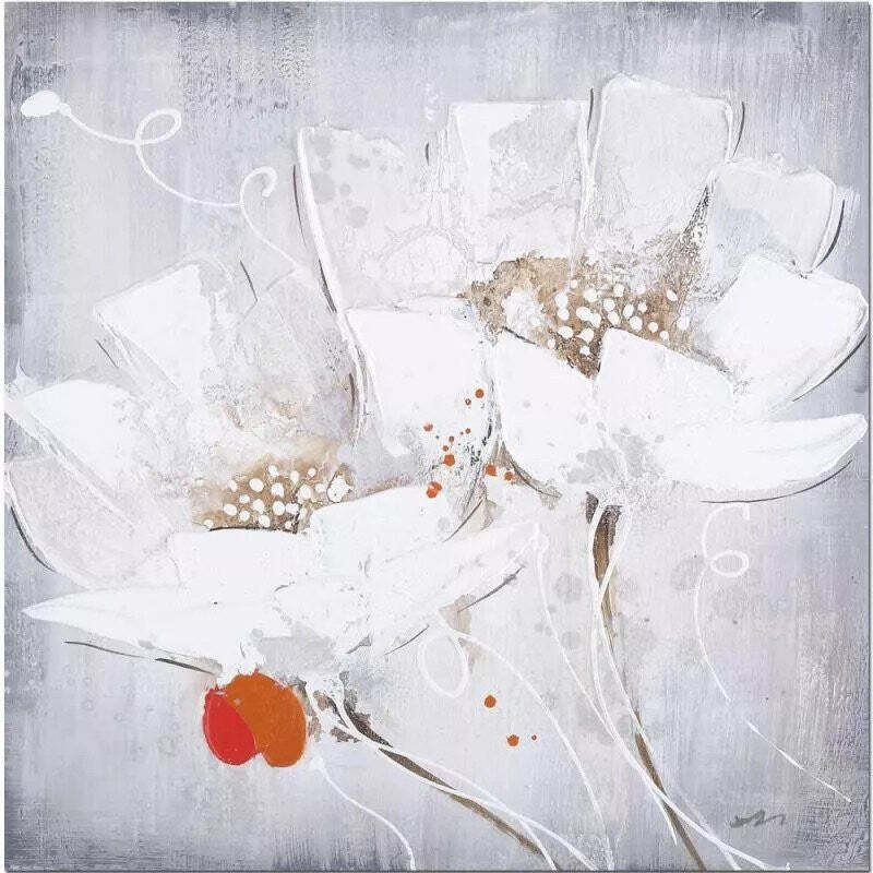 Ručně malovaný obraz Bílé Květy PB345 StarDeco, 60x60 cm