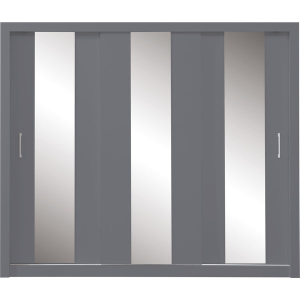 Šatní skříň Cadu se zrcadlem - 250x215x60 cm (antracit)