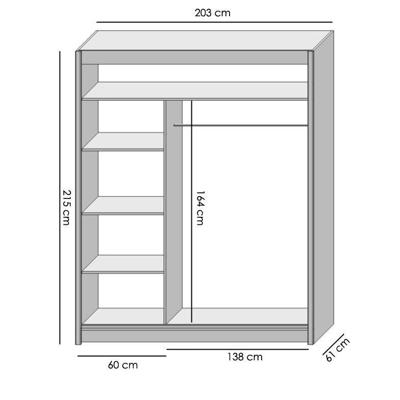 Šatní skříň Multi - 203x215x61 (bílá)