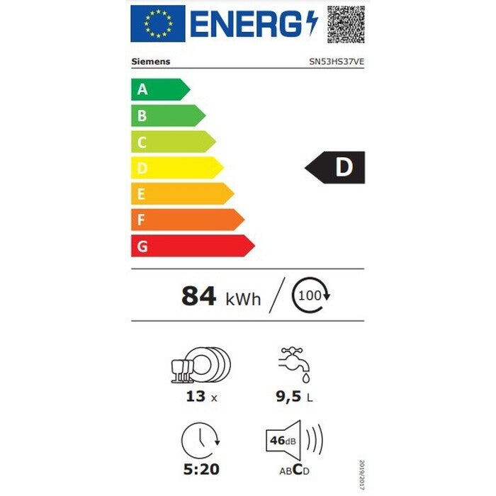 Vestavná myčka nádobí Siemens SN53HS37VE, 60cm, 13sad