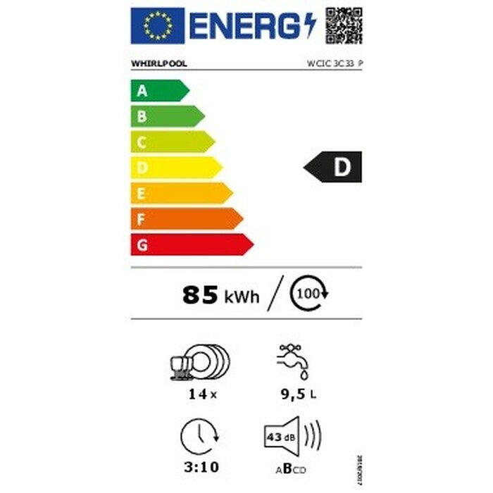 Vestavná myčka nádobí Whirlpool WCIC 3C33 P