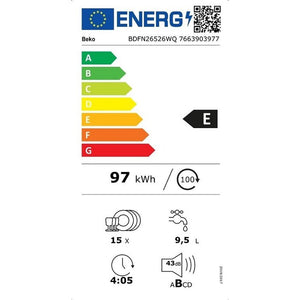 Volně stojící myčka nádobí Beko BDFN26526WQ, 60 cm